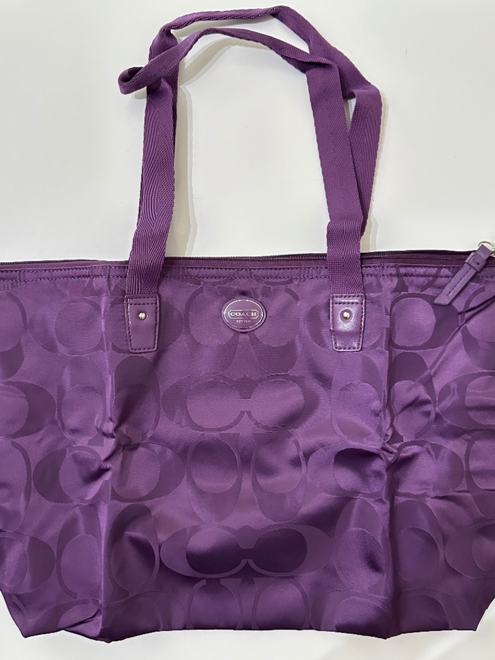 NEW Coach Purple Getaway Signature Nylon Tote Bag Travel Bag